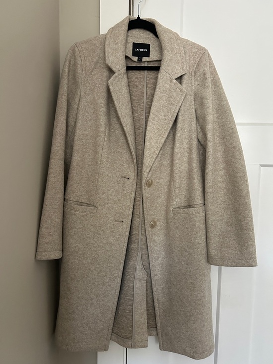 Express Jackets & Blazers - Express Women's Light Cream Wool-Blend Single-Breasted Trench Coat